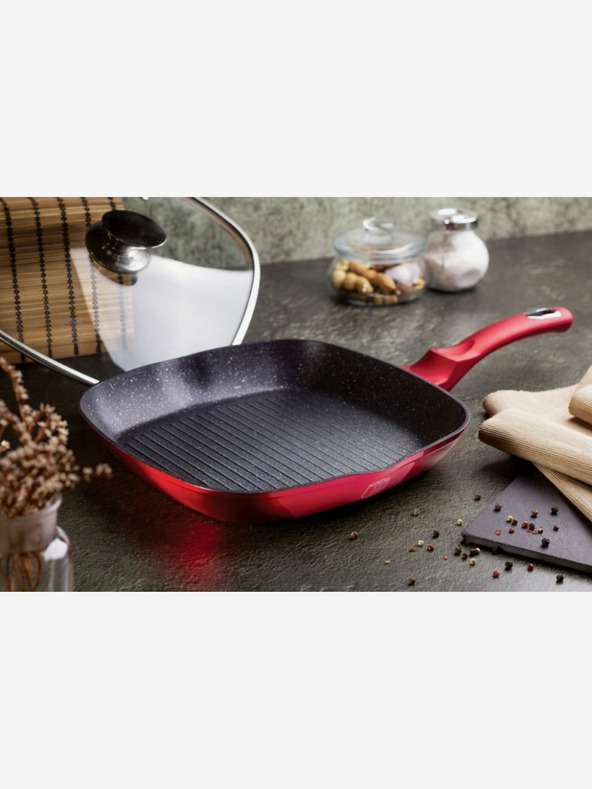 Berlingerhaus Grill tava s poklopcem i mramornom površinom 28 cm Burgundy Metallic Line BERLINGERHAUS