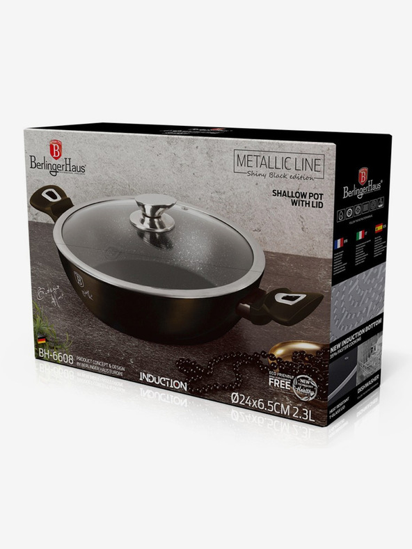 Berlingerhaus Duboka tava s poklopcem 24 cm Shiny Black Collection BERLINGERHAUS