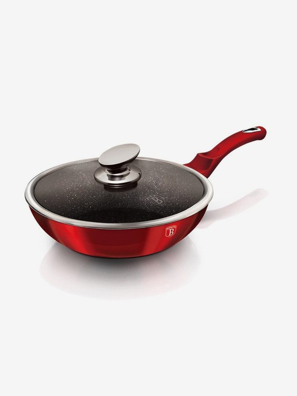 Berlingerhaus WOK tava s poklopcem s mramornom površinom 28 cm Burgundy Metallic Line BERLINGERHAUS