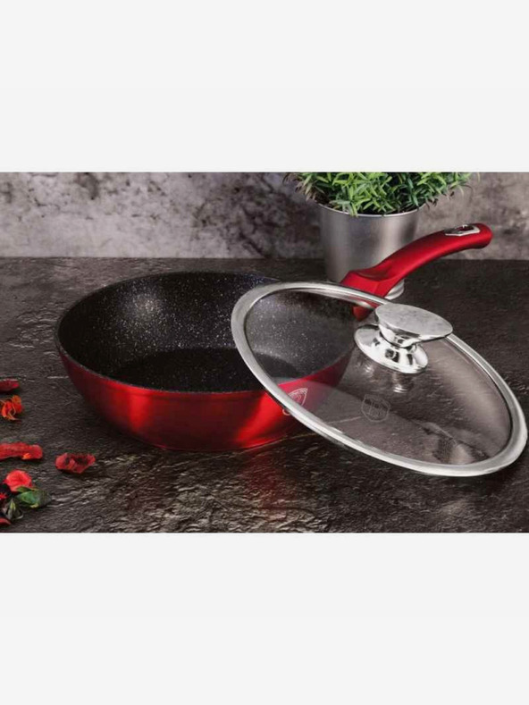 Berlingerhaus Duboka tava s mramornom površinom i poklopcem 24 cm Burgundy Metallic Line BERLINGERHAUS