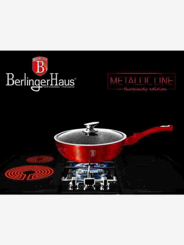 Berlingerhaus Duboka tava s mramornom površinom i poklopcem 24 cm Burgundy Metallic Line BERLINGERHAUS