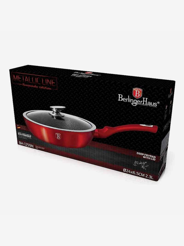 Berlingerhaus Duboka tava s mramornom površinom i poklopcem 24 cm Burgundy Metallic Line BERLINGERHAUS