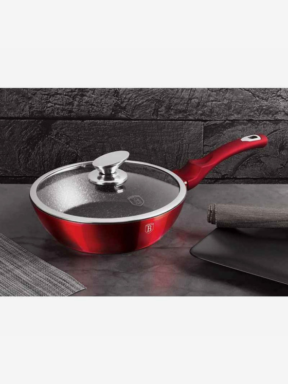 Berlingerhaus Duboka tava s mramornom površinom i poklopcem 24 cm Burgundy Metallic Line BERLINGERHAUS