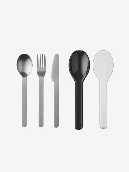 Mepal Set putnog pribora za jelo od nehrđajućeg čelika u srebrnoj i crnoj boji Mepal Ellipse