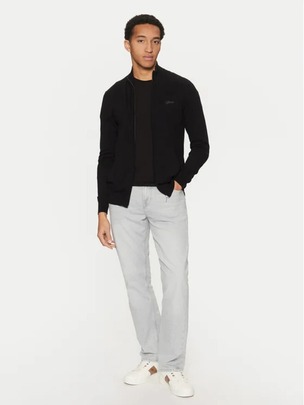 Guess Jeans Muški crni kardigan s izvezenim logom Guess jeans