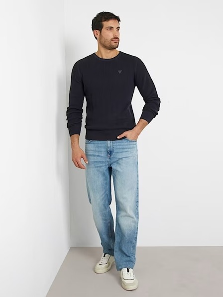 Guess Jeans Muški plavi džemper Guess Crew Neck Sweater