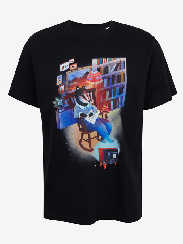 DOBRO Crna muška majica s tiskom Zoot DOBRO Jazavac