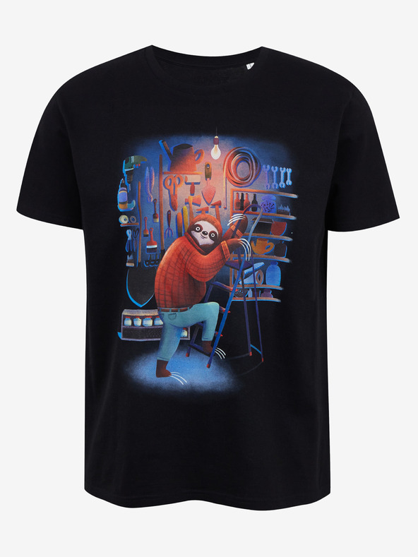 DOBRO Crna muška majica s tiskom Zoot DOBRO. Ljenjivac