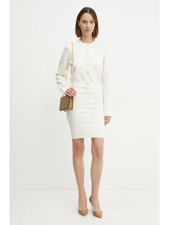 Guess Jeans Bijela ženska mini suknja od vunene mješavine s logom 4G Guess jeans