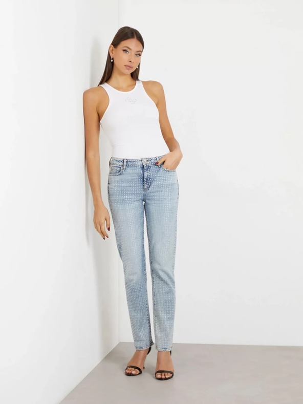 Guess Jeans Bijeli ženski top 4G logo Guess jeans