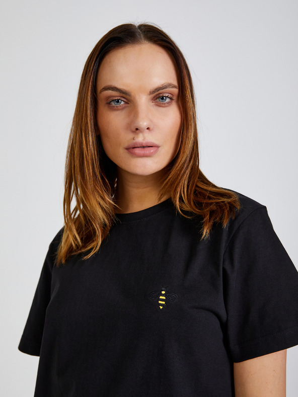 DOBRO Crna unisex majica s DOBRO vezom pčela. za Forsage