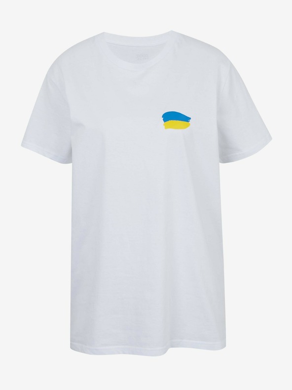 DOBRO Bijela ženska oversize majica No need for words iz DOBRO kolekcije. za Ukrajinu