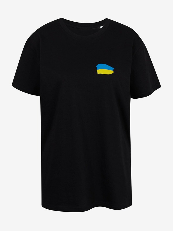 DOBRO Crna ženska oversize majica No need for words iz DOBRO kolekcije. za Ukrajinu