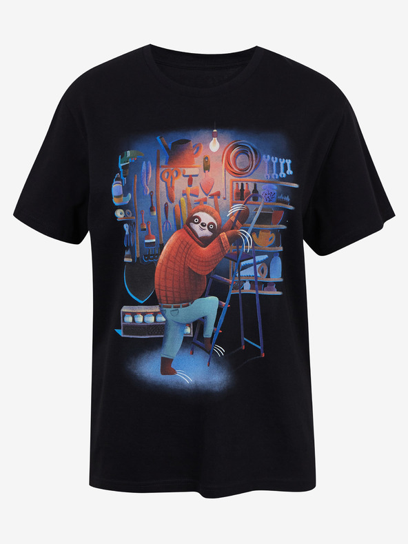 DOBRO Crna ženska majica s printom Zoot DOBRO. Ljenjivac