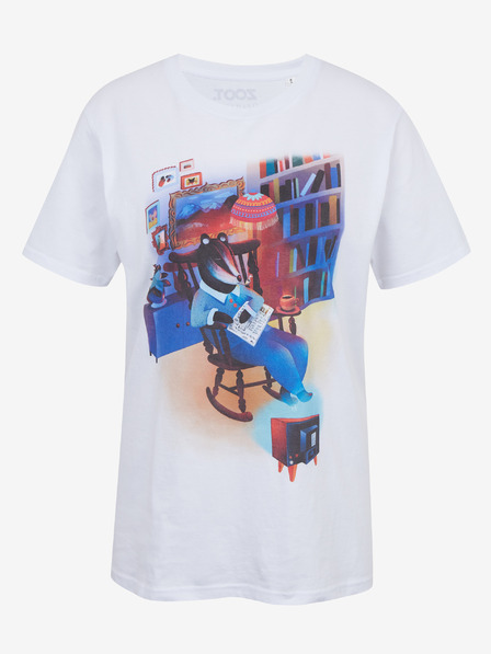 DOBRO Bijela ženska majica s printom Zoot DOBRO. Jazavac