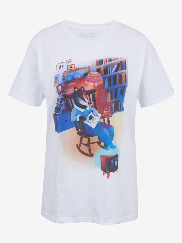 DOBRO Bijela ženska majica s printom Zoot DOBRO. Jazavac