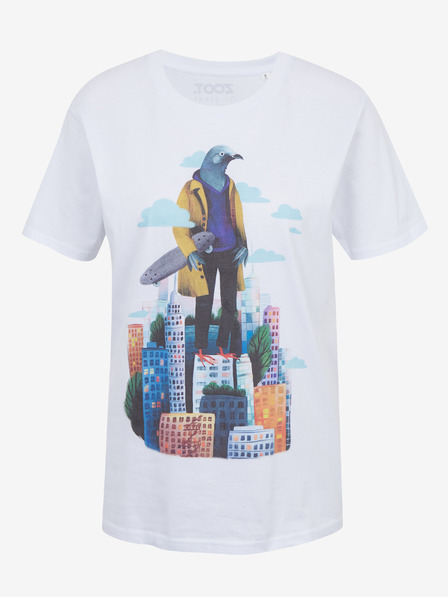 DOBRO Bijela ženska majica s printom Zoot DOBRO. Golub