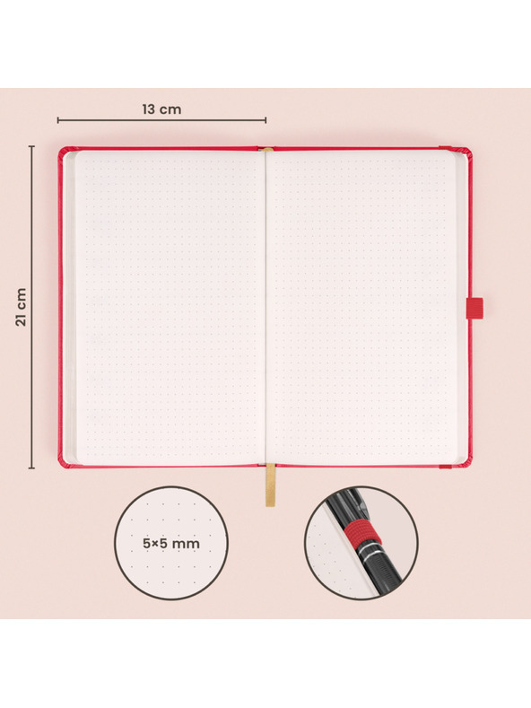 NOTIQUE NOTIQUE Notes Crvena, točkasta, 13 x 21 cm