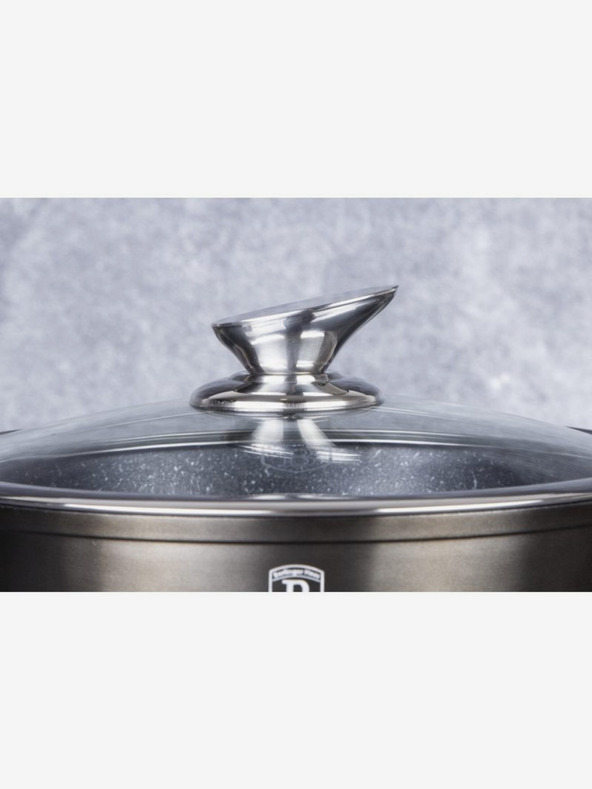 Berlingerhaus Wok tava s poklopcem s mramornom površinom 30 cm Shiny Black Edition BERLINGERHAUS