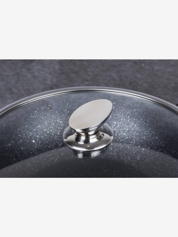 Berlingerhaus Wok tava s poklopcem s mramornom površinom 30 cm Shiny Black Edition BERLINGERHAUS