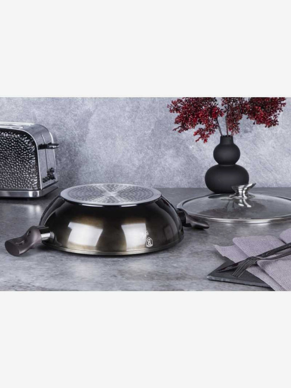 Berlingerhaus Wok tava s poklopcem s mramornom površinom 30 cm Shiny Black Edition BERLINGERHAUS