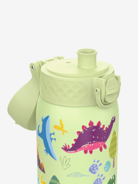ION8 Svijetlo zelena uzorovana čelična bočica Ion8 Leak Proof Dinosauri (400 ml)