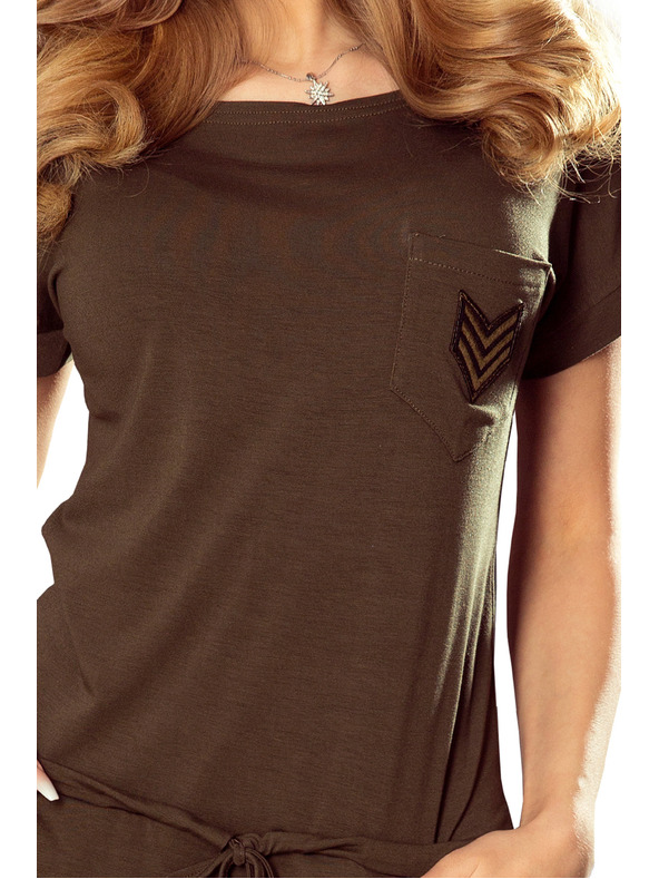 numoco 196-3 Sportska haljina s kratkim rukavima i džepom - KHAKI