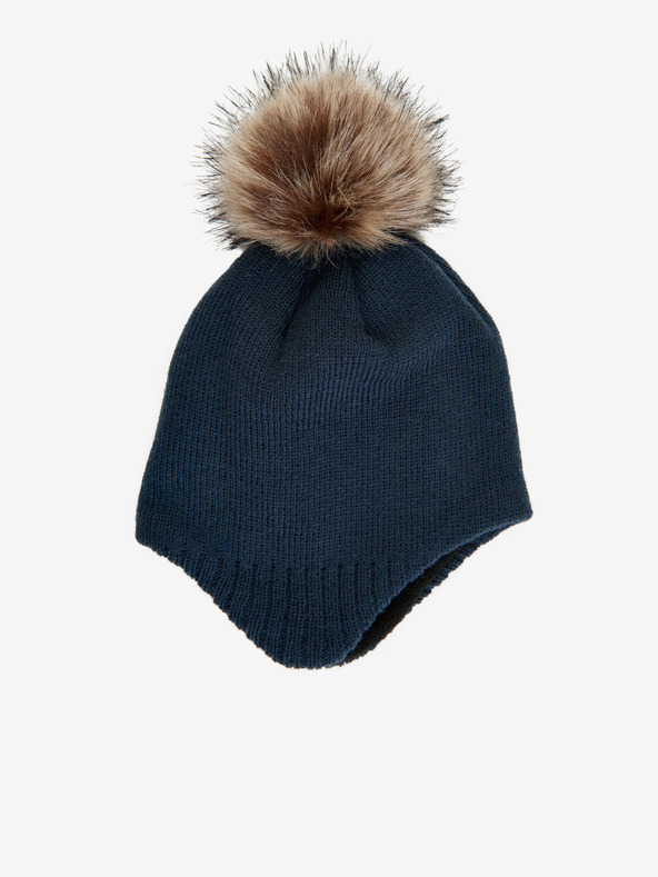 Color Kids Tamno plava zimska kapa za djevojčice s pomponima i dodatkom Color Kids vune