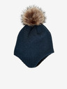 Color Kids Tamno plava zimska kapa za djevojčice s pomponima i dodatkom Color Kids vune