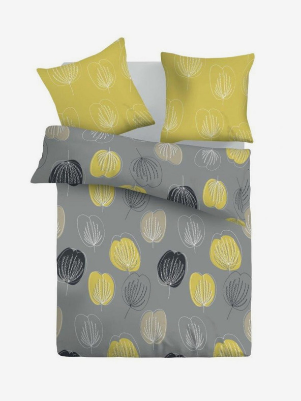 Kvalitex Francuska pamučna posteljina DELUX 240x200, 70x90cm GRACE siva