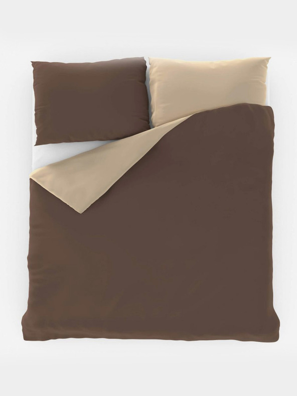 Kvalitex Satensko francusko produženo posteljno rublje LUXURY COLLECTION 1+2, 240x220, 70x90cm tamno smeđe / bež