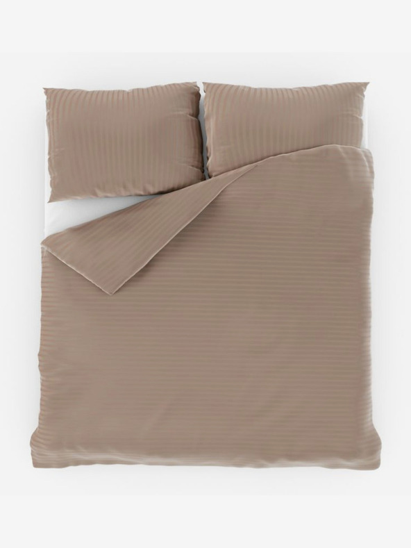 Kvalitex Francuski svileni komplet posteljine s prugama 1+2, 240x200, 70x90cm bež Kvalitex