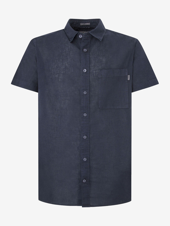 Pepe Jeans Pepe Jeans tamnoplava muška lanena košulja kratkih rukava