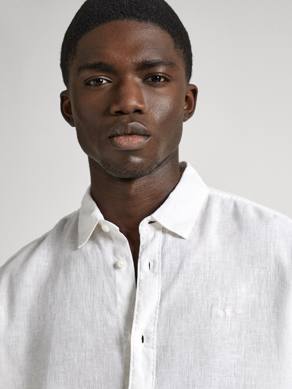 Pepe Jeans Pepe Jeans bijela muška lanena košulja