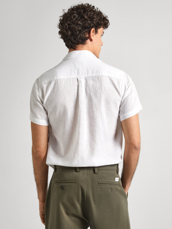 Pepe Jeans Pepe Jeans bijela muška lanena košulja kratkih rukava