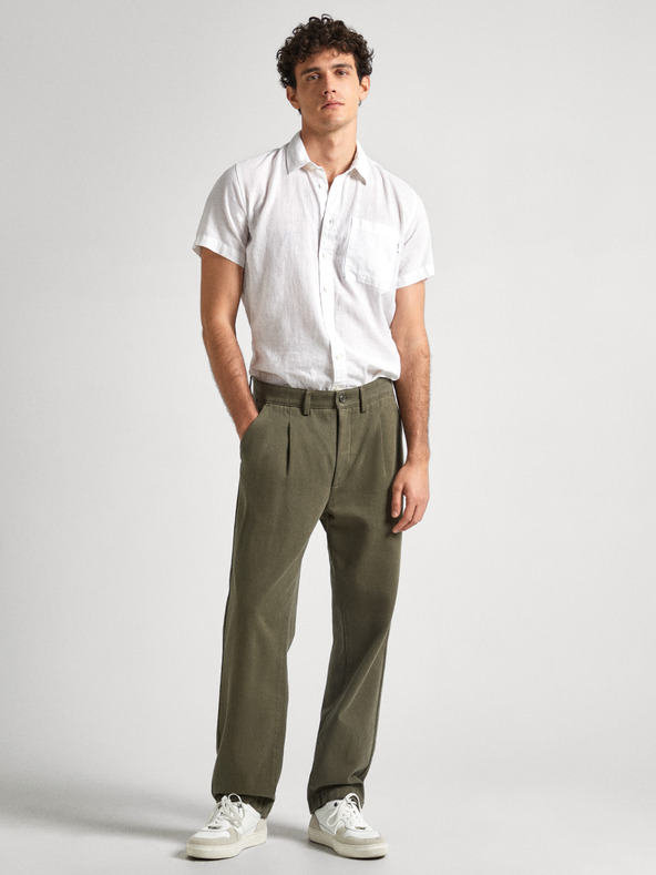 Pepe Jeans Pepe Jeans bijela muška lanena košulja kratkih rukava