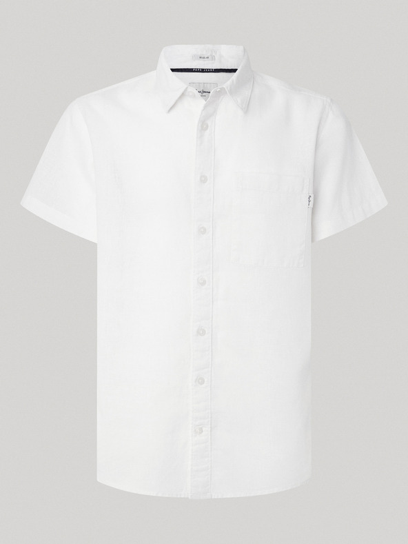 Pepe Jeans Pepe Jeans bijela muška lanena košulja kratkih rukava