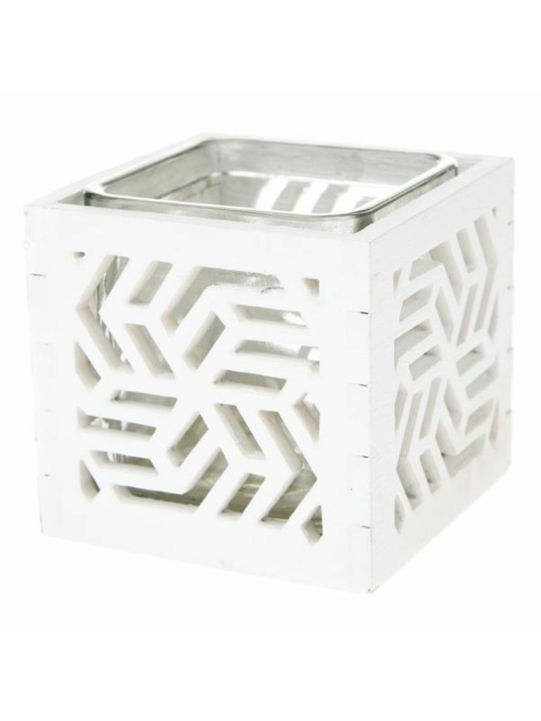 Casa de Engel Drveni stalak za svijeće sa staklom - bijeli, 0/40