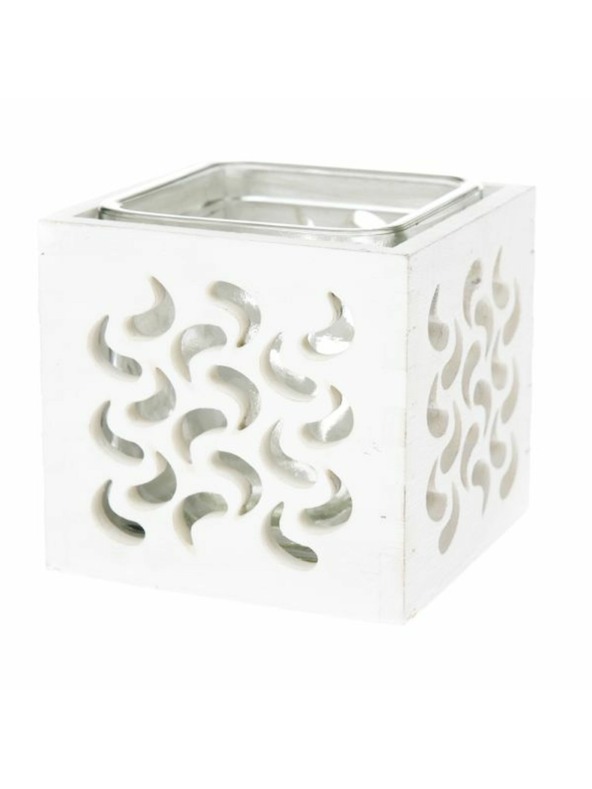 Casa de Engel Drveni stalak za svijeće sa staklom - bijeli, 0/40