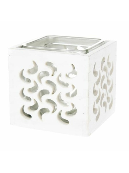 Casa de Engel Drveni stalak za svijeće sa staklom - bijeli, 0/40