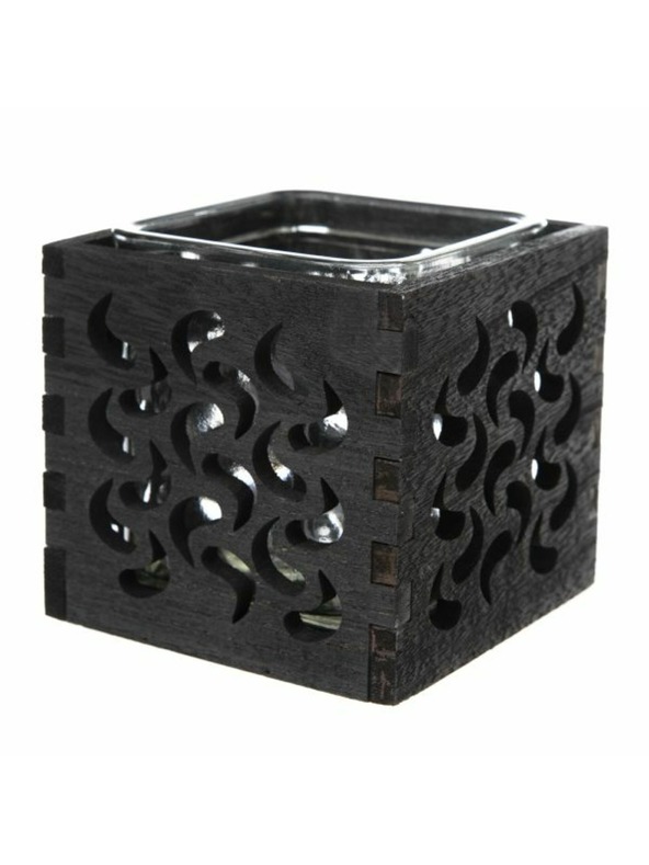 Casa de Engel Drveni stalak za svijeće sa staklom - crni, 0/40