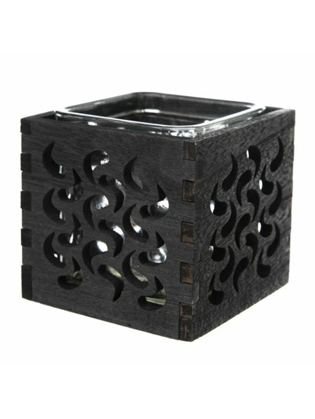 Casa de Engel Drveni stalak za svijeće sa staklom - crni, 0/40