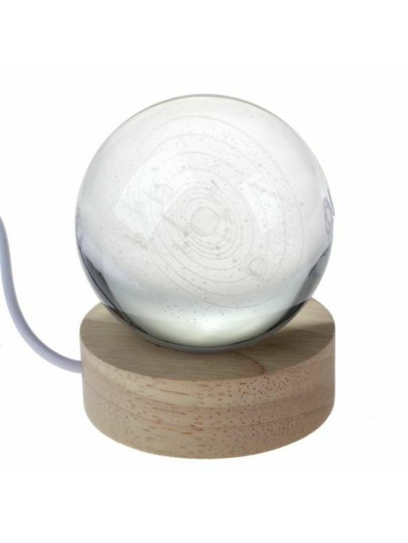 Casa de Engel Svijetleća staklena kugla na drvenom postolju, USB, 0/60