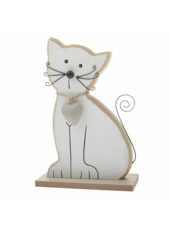 Casa de Engel Drvena mačka 15cm - bijela, 6/72