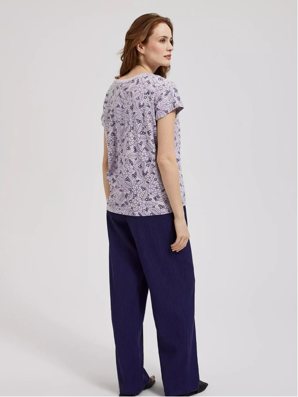 Moodo Ljubičasta bluza s cvjetnim uzorkom i V-izrezom Moodo