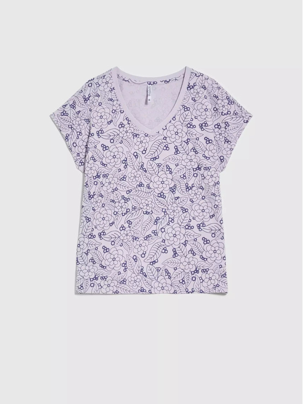 Moodo Ljubičasta bluza s cvjetnim uzorkom i V-izrezom Moodo