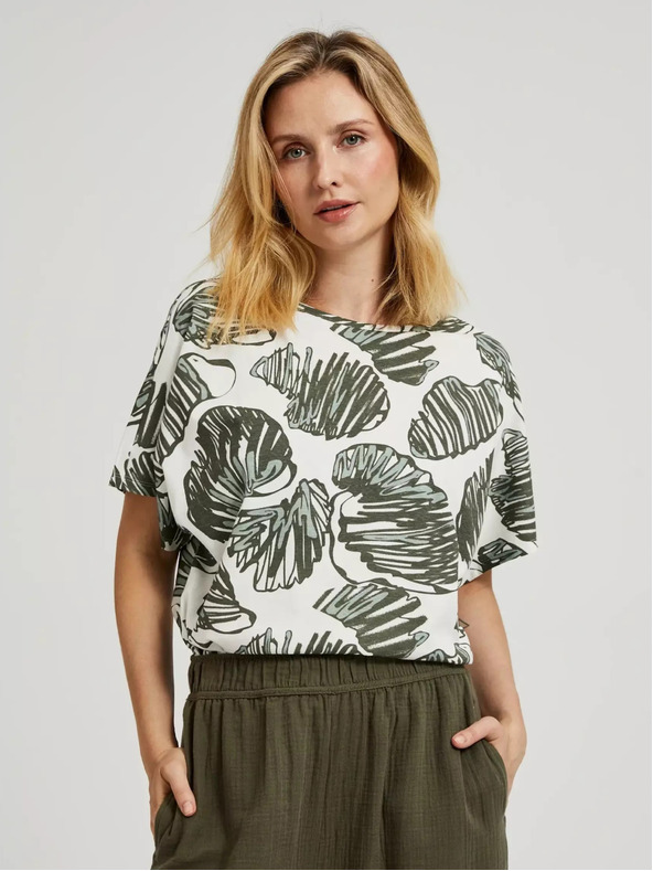 Moodo Moodo zelena bluza s tropskim printom