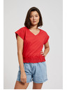 Moodo Moodo crvena bluza s V izrezom i elastičnim strukom
