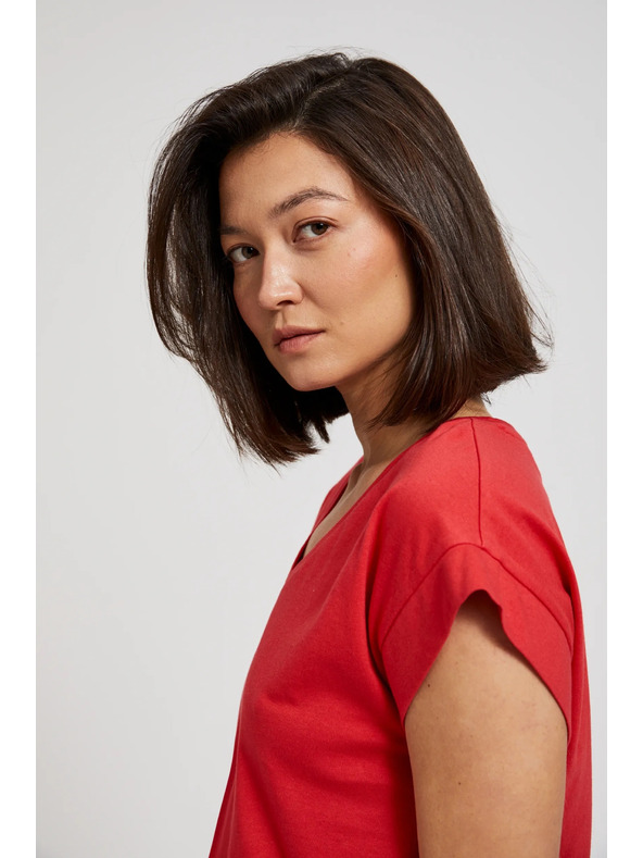 Moodo Moodo crvena bluza s V izrezom i elastičnim strukom