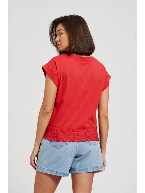 Moodo Moodo crvena bluza s V izrezom i elastičnim strukom